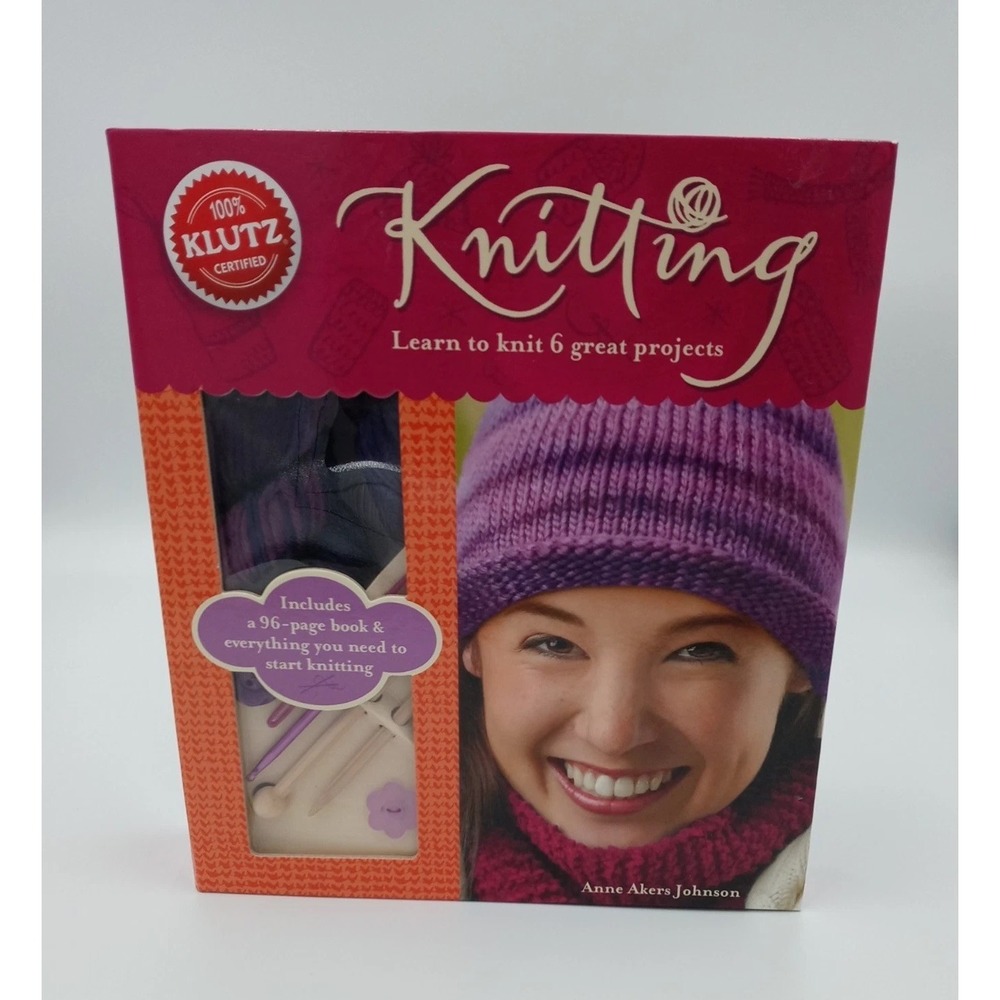 New Klutz Knitting Learn Knit Crochet Anne Akers Johnson Book Hat Scarf Sweater